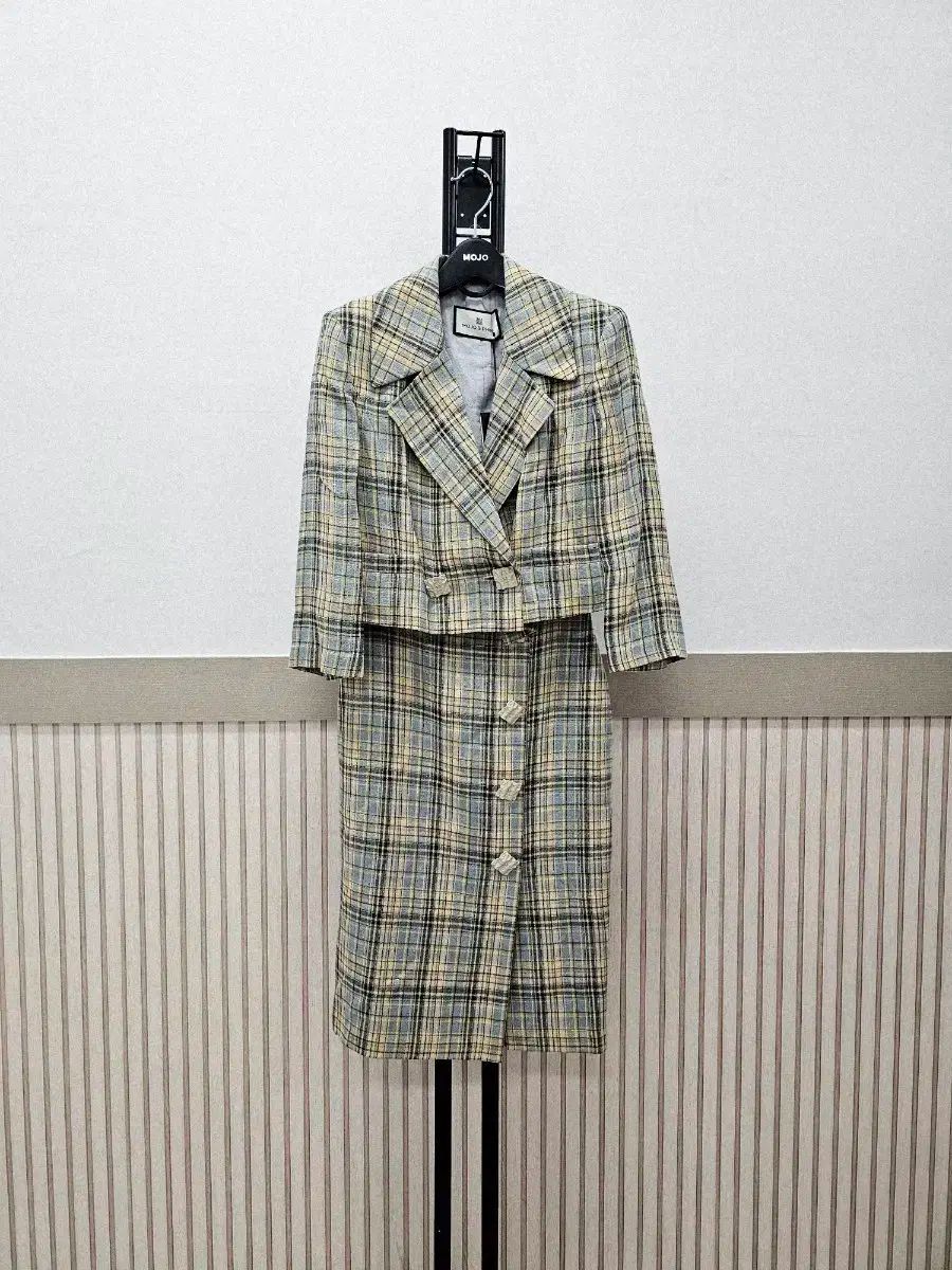 MOJO.S.PHINE モジョエスピン リネン混 リネンブレンド チェック スーツセットアップ