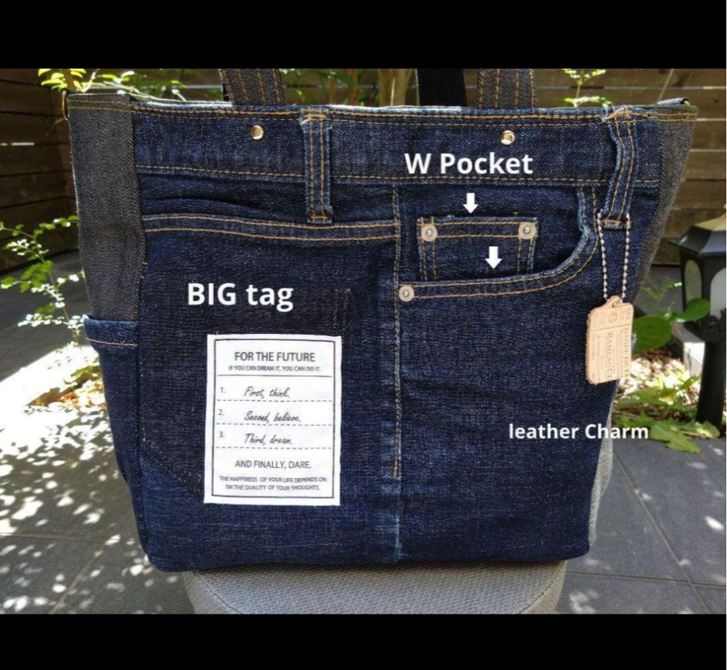 №727【DENIM✖️BIGsize ToteBAG🩷⚮̈】大きめデニムリメイクトート