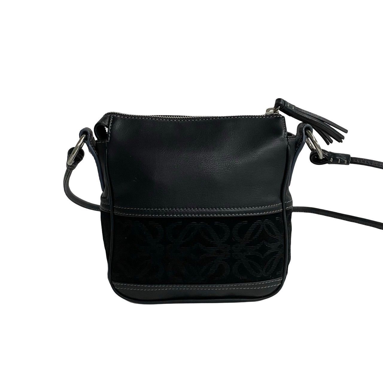 ほぼ未使用 ロエベ アナグラム ロゴ スエード レザー ショルダーバッグ 黒