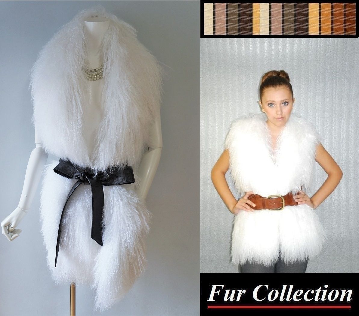 優雅な存在感☆ホワイト白チベットラムファーマフラー ロングマフラー