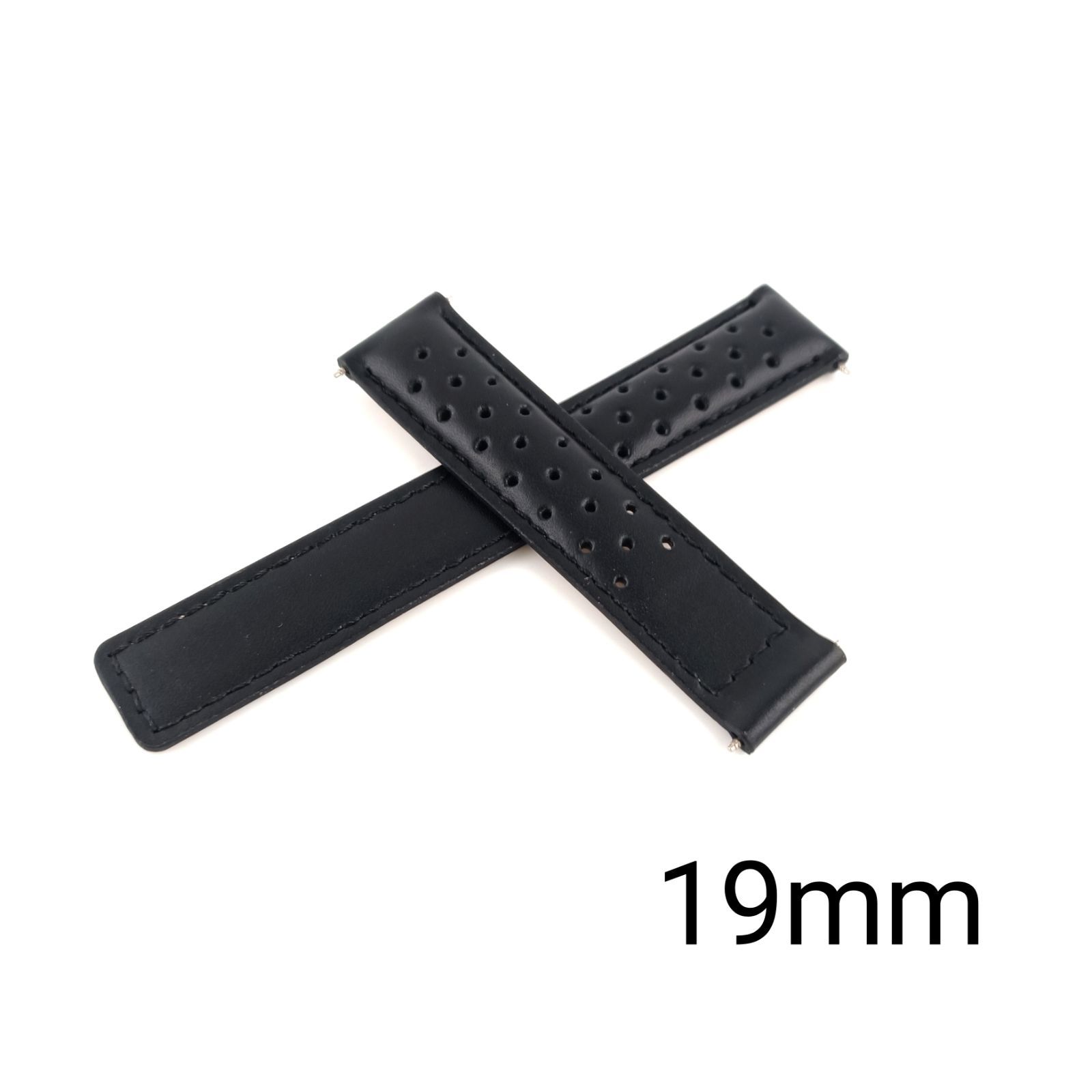 19mm レザー 革ベルト 穴あき ブラックス 黒 【対応】 タグホイヤー