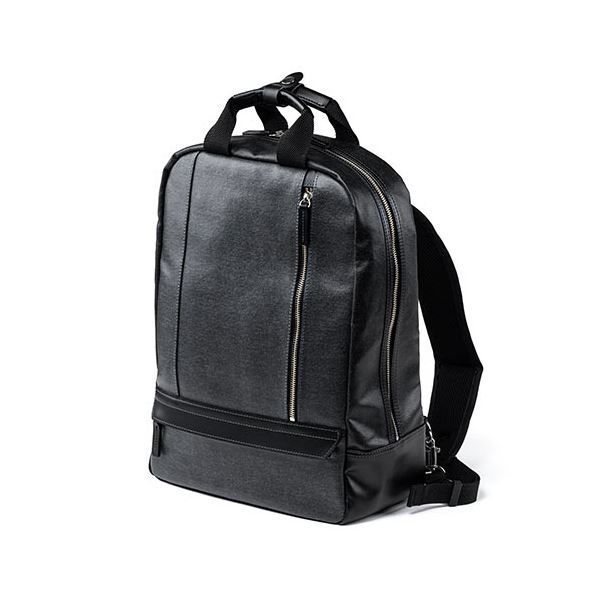 サンワダイレクト ビジネスリュック メンズ デニム生地 日本製 リュックサック 自立 ブラック 200-BAG165BK 1個