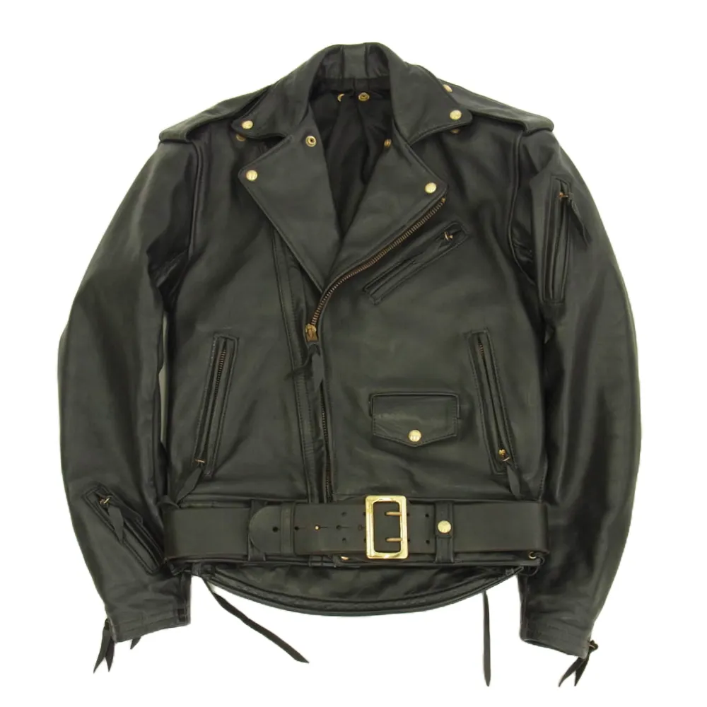 Langlitz Leathers ブラック シングルライダースジャケット Langlitz Leathers ラングリッツレザー ゴートスキン