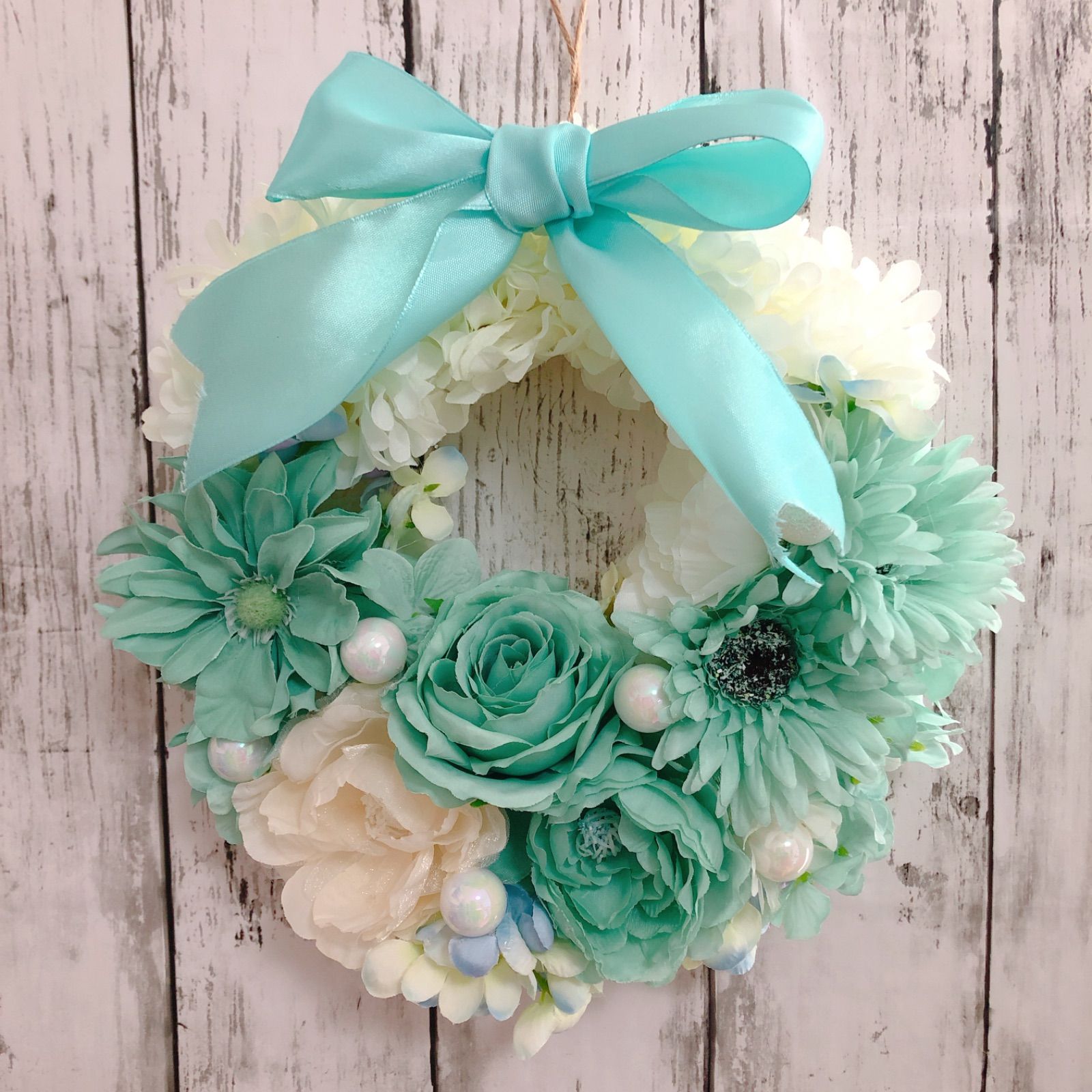 豪華!!1点限り】ティファニーブルーのリボンアーティフィシャル