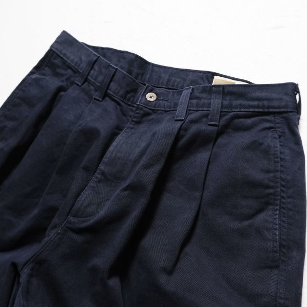 90's エディーバウアー 2タック コットン チノパンツ 紺 (33/32