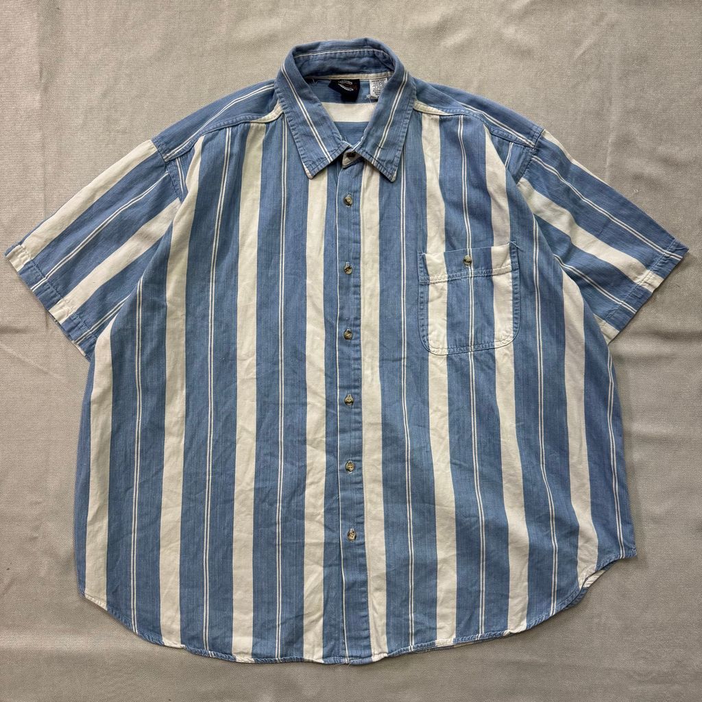 DRYGOODS SAUGATUCK ストライプ柄 ポケット付き コットン 半袖