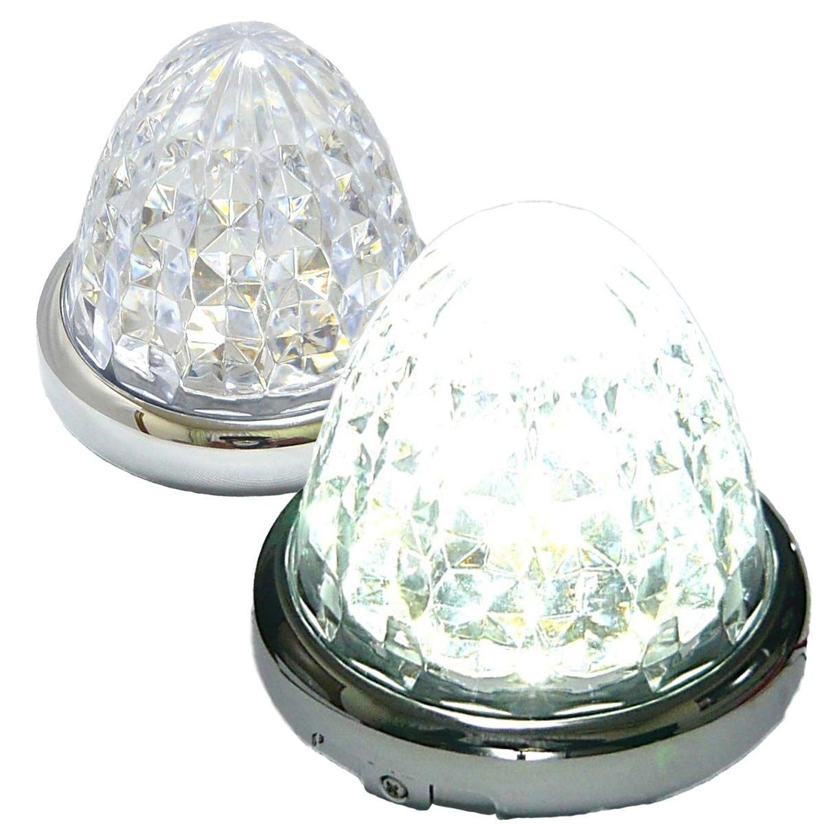 【人気商品】マーカーランプ LED サイド マーカー トラック用 8面クリスタルカット仕様 16LED 汎用 24V 2個 セット ブルー/イエロー/レッド/ホワイト Customize（カスタマイズ） 各色 (ホワイト)