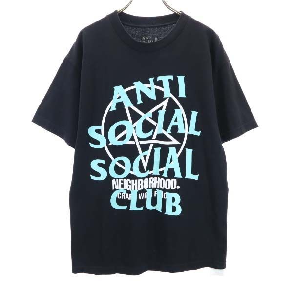 【中古】 ネイバーフッド USA製 ロゴ プリント 半袖 Tシャツ M 黒 NEIGHBORHOOD メンズ 【210709】 メール便可