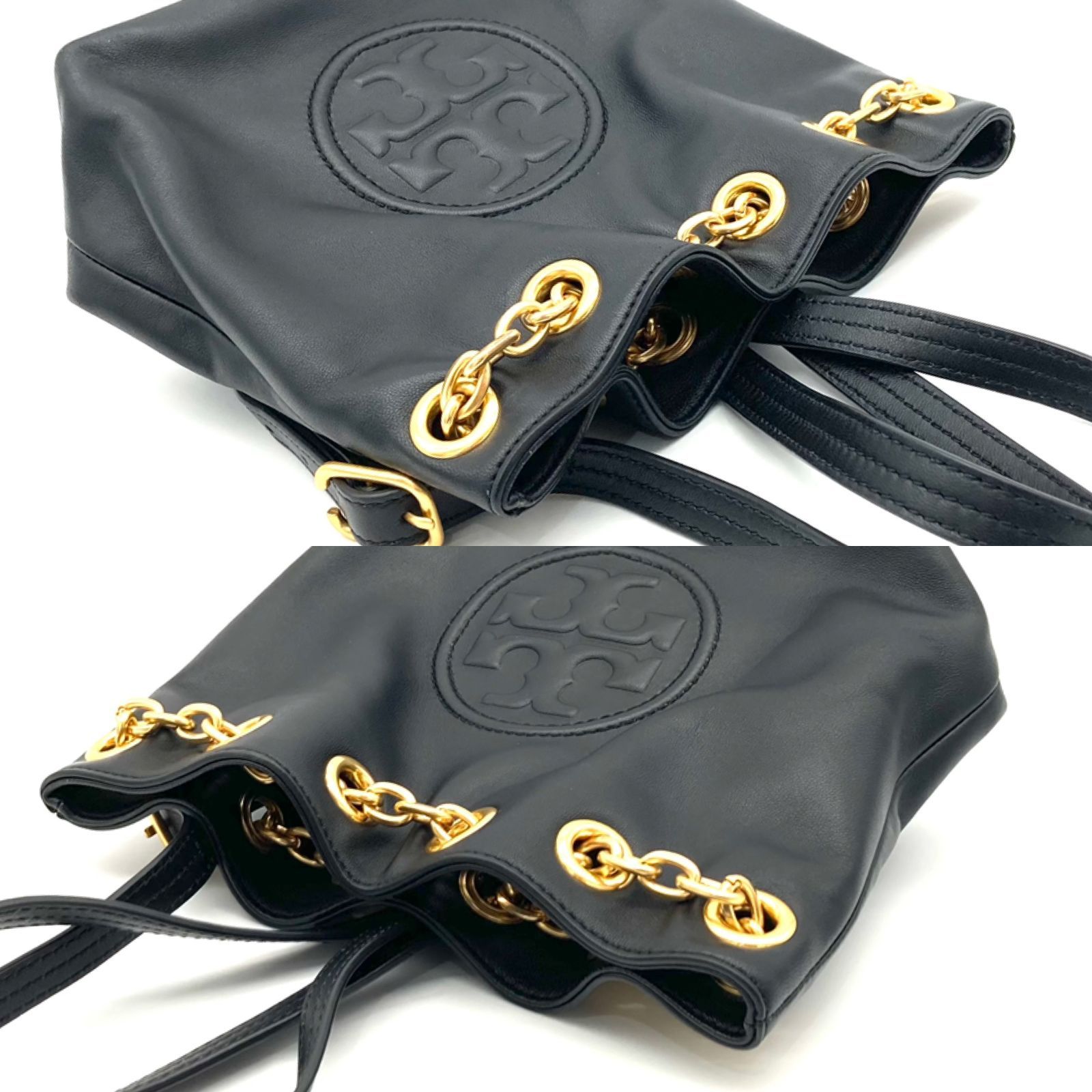 ▽TORY BURCH/トリーバーチ 巾着型ミニリュックサック バッグ ブラック レザー 46237 S91094061813 - メルカリ