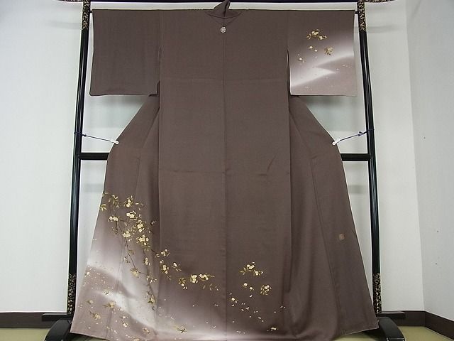 平和屋2□漆工芸作家 金森一博 訪問着 枝垂れ桜 暈し染め 金彩 逸品