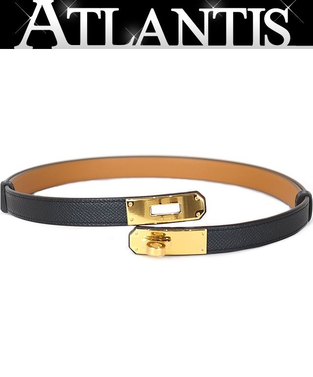 広尾店】エルメス HERMES ケリーベルト エプソン 黒 W刻印 G金具