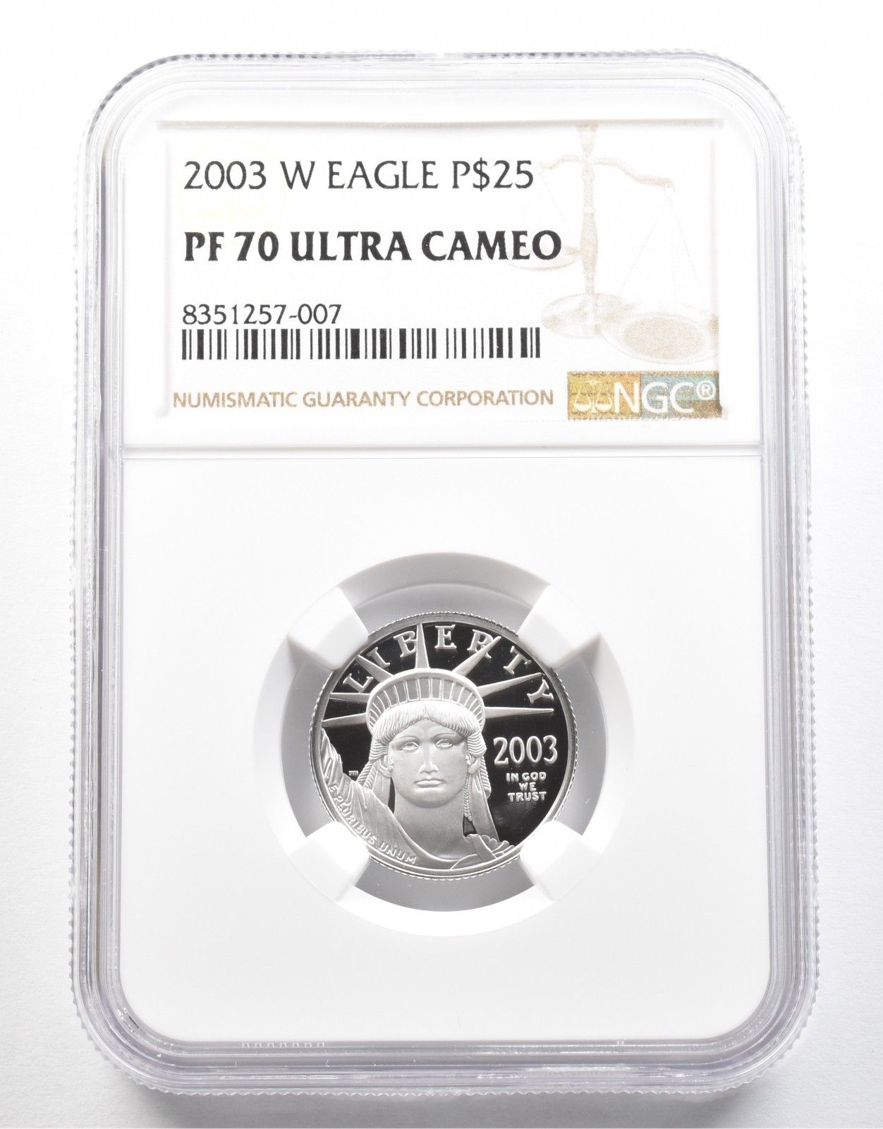 2003W 25ドル アメリカン プラチナ イーグル 1|4オンス プラチナ PF70 UCAM NGC *0776