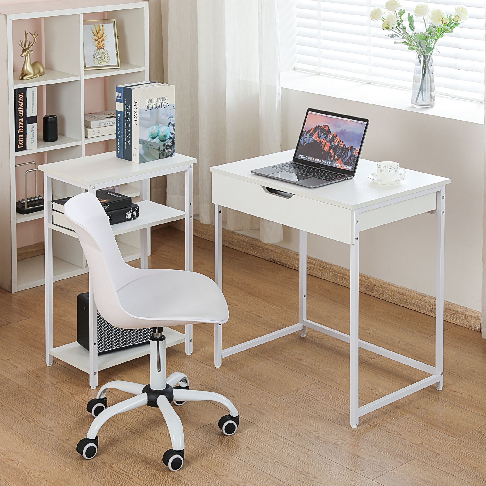 25%割」 【人気商品】【ホワイト】パソコンデスク 一体分割両用