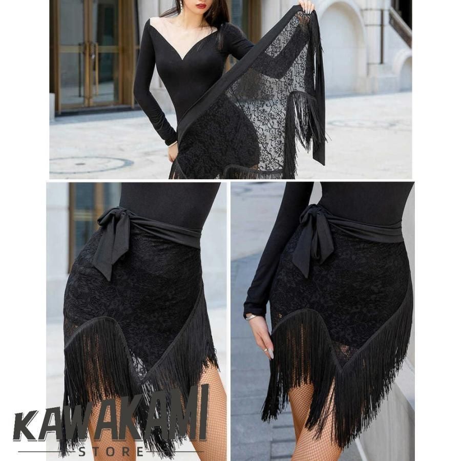 ヒップスカーフ ラテンダンス衣装 ボ ブラック ラテンダンス