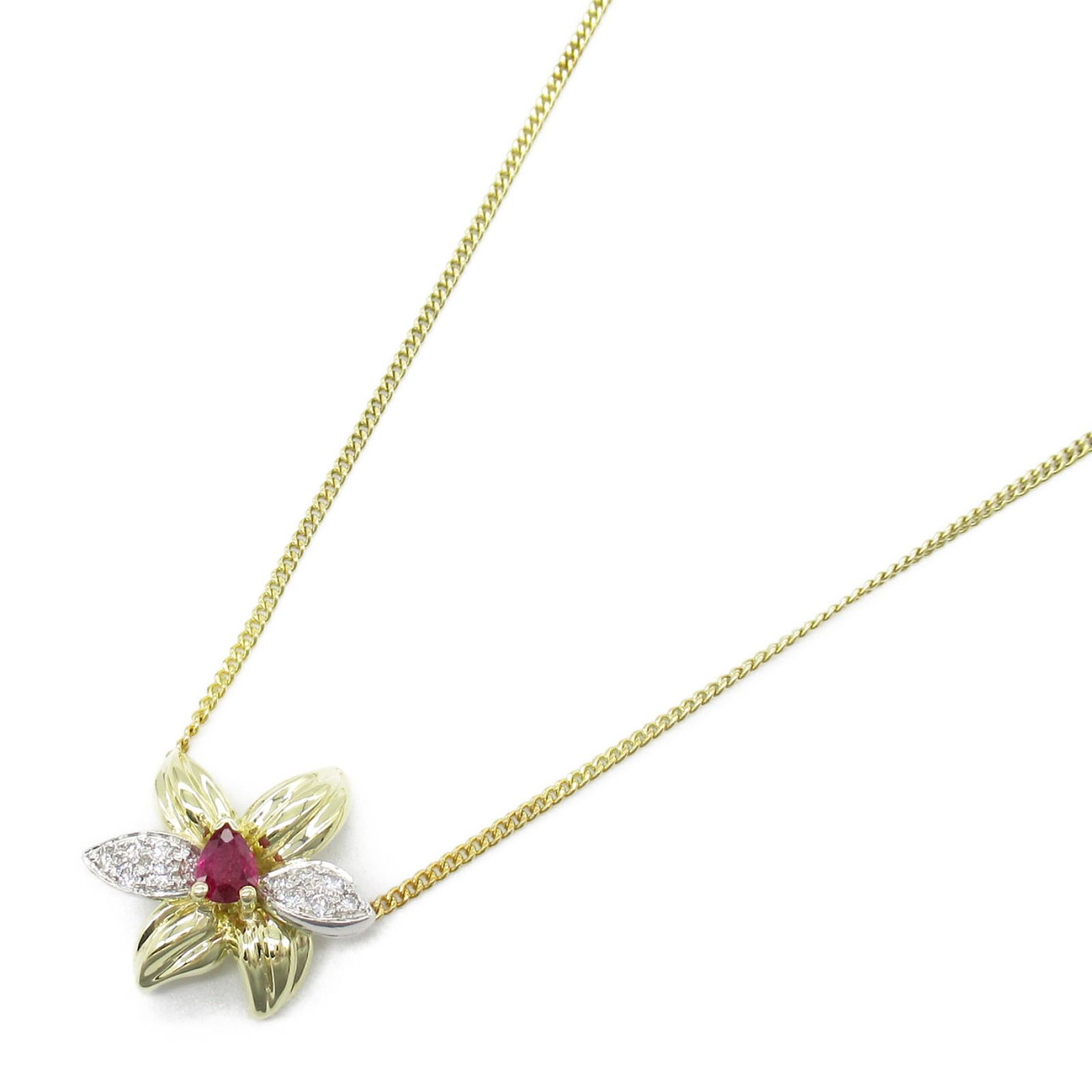 TIFFANY＆CO ティファニー フラワーモチーフ ルビー ダイヤ ネックレス  