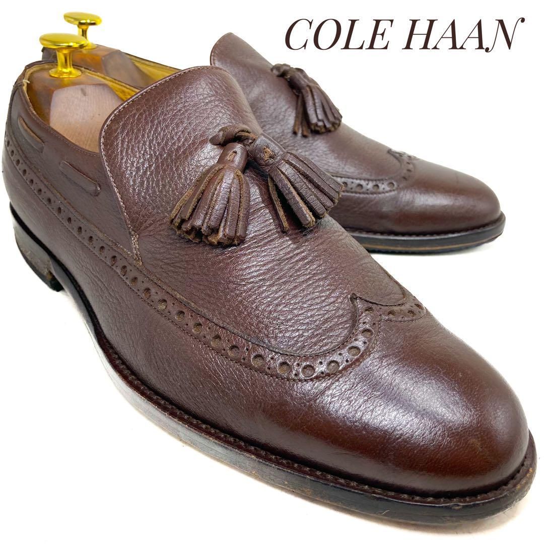 COLE HAAN コールハーン ウィングチップ タッセルローファー 茶 ブラウン 26cm