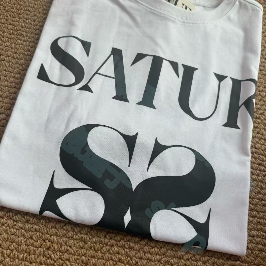 Satur logo 韓国人気 Tシャツ 半袖 Satur ロゴトップス 男女