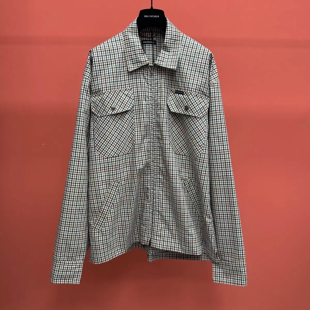 【新品】BALENCIAGA バレンシアガ チェックコート サイズ48 GUCCI×BALENCIAGA 21AW テクニカルコットンコート 676428