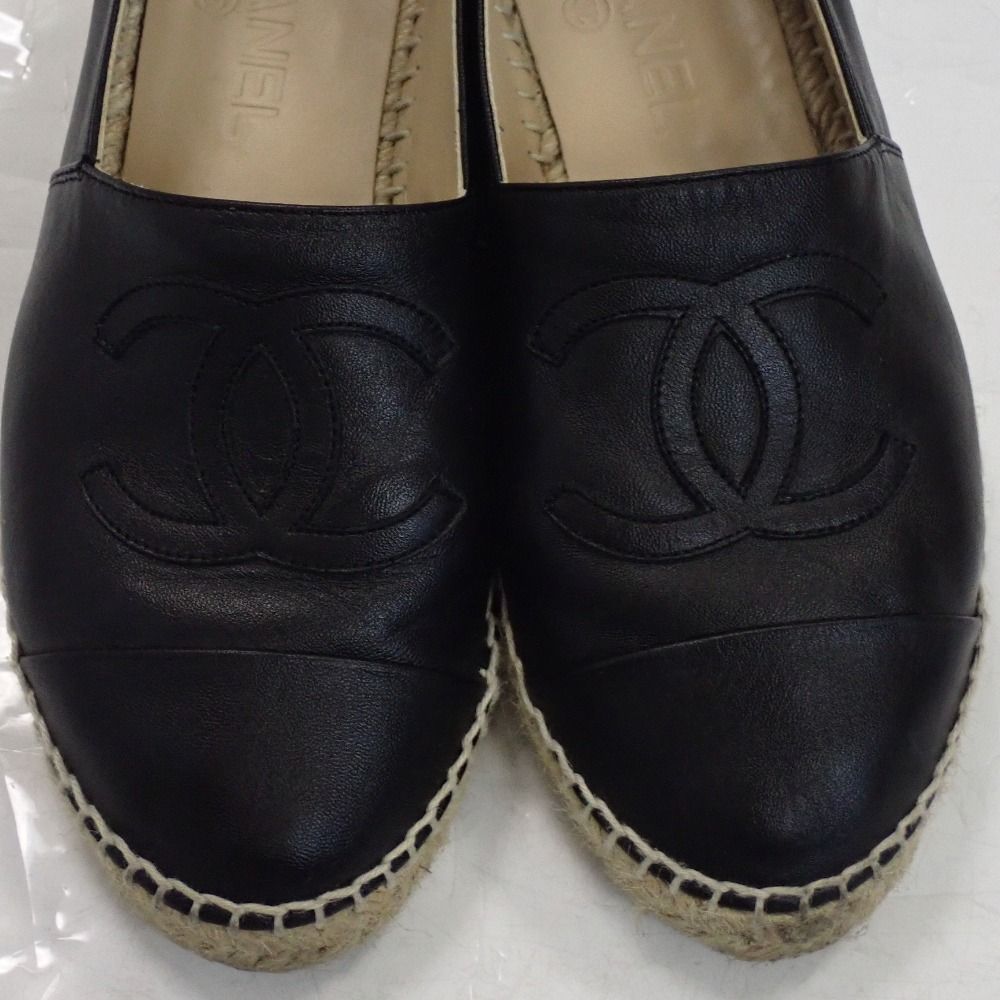 CHANEL エスパドリーユ　ベージュ ブラック エスパドリーユ - コーデュロイ & グログラン、ダークベージュ