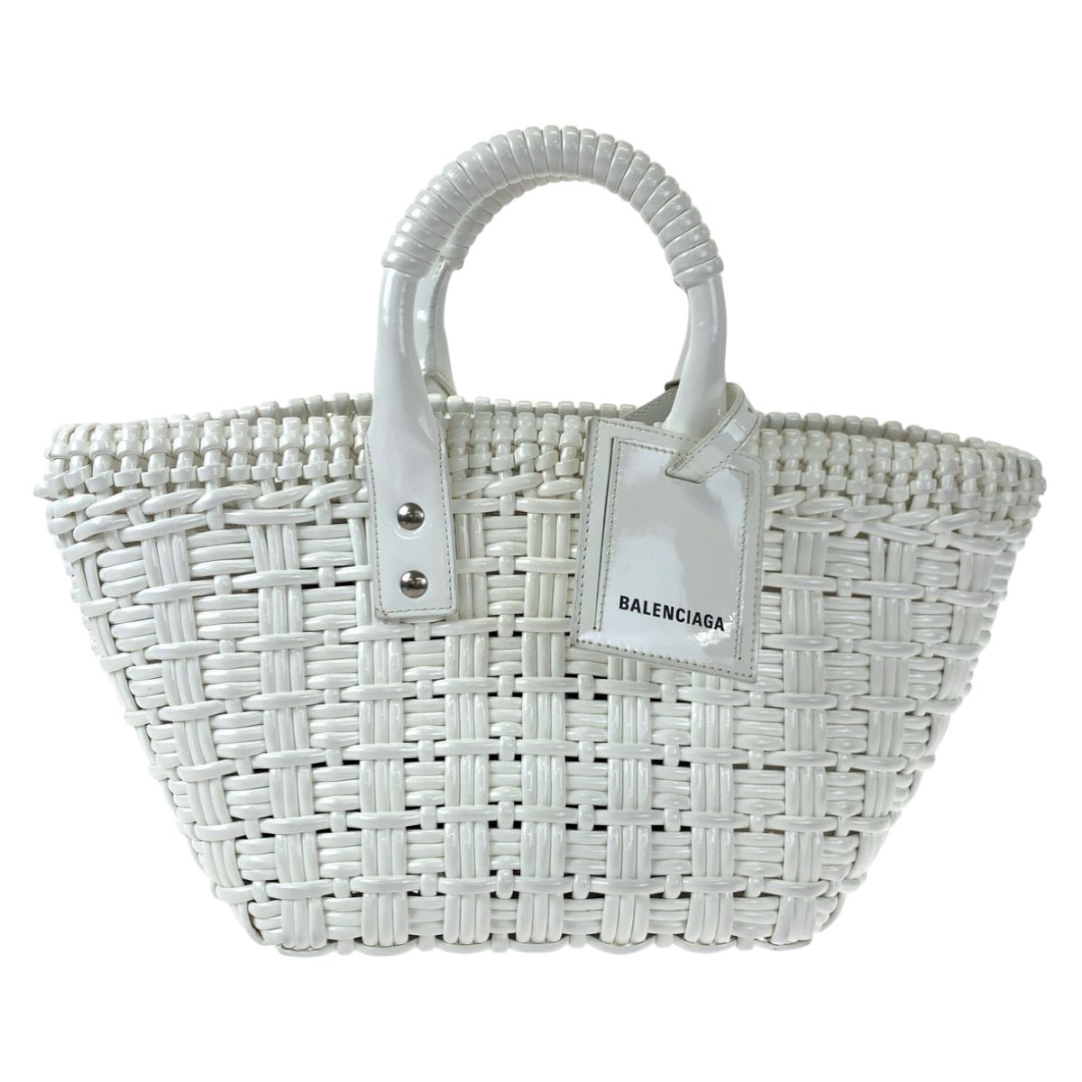 美品 BALENCIAGA バレンシアガ ビストロXS ホワイト 白 エナメル