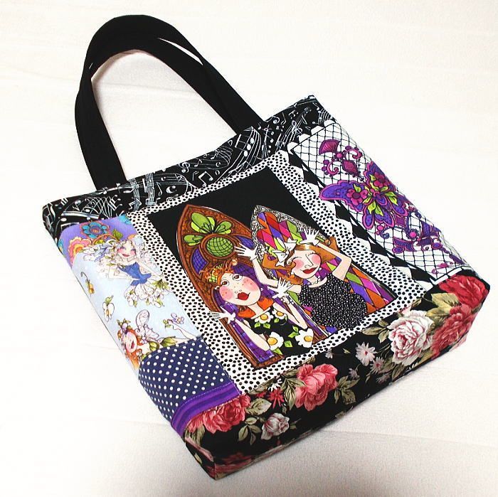 大きめトートバッグ ロラライハリス 教会と天使 ハンドメイド