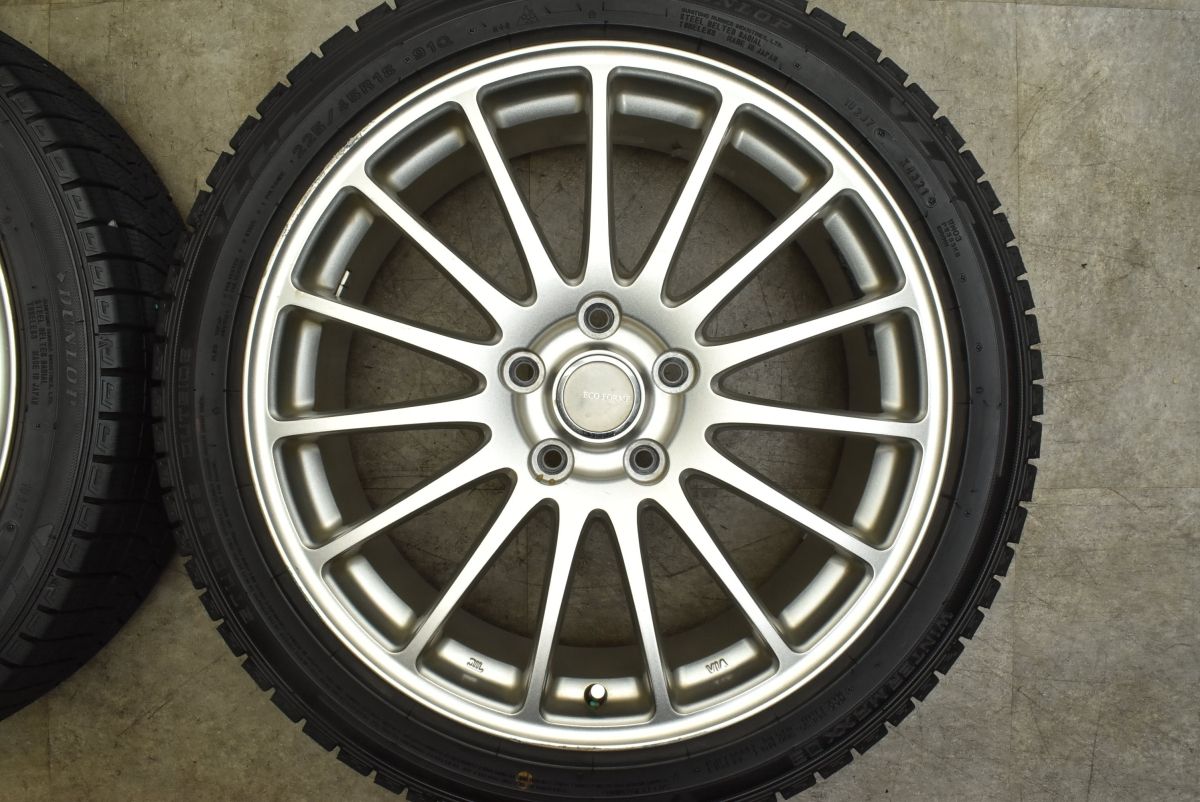 【良好品】エコフォルム 18in 7.5J +53 PCD114.3 ダンロップ ウィンターマックス 03 225/45R18 オデッセイ ヴェゼル レヴォーグ RX-8