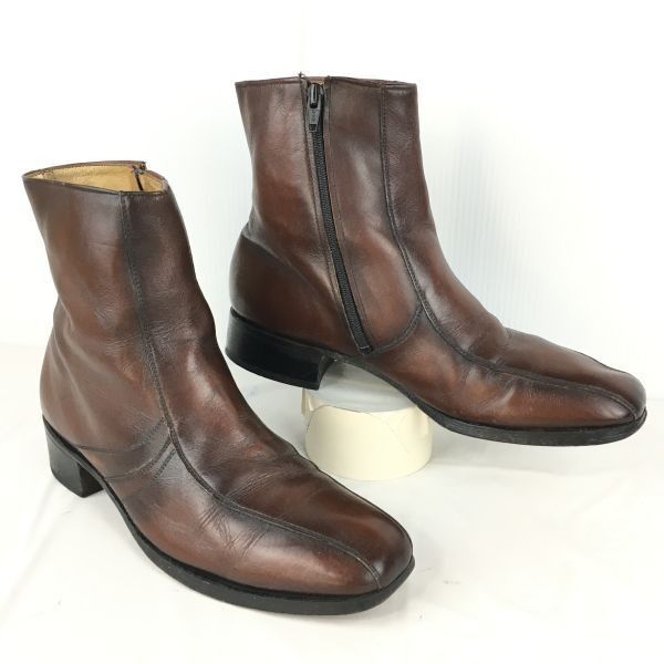 80s-90s?|Vintage NANN BUSH|ナンブッシュ サイドジップ|ショートブーツ サイズ9B|25.5-26.0-26.5程度 焦げ茶|ダークブラウン 管No.YA213<sale>