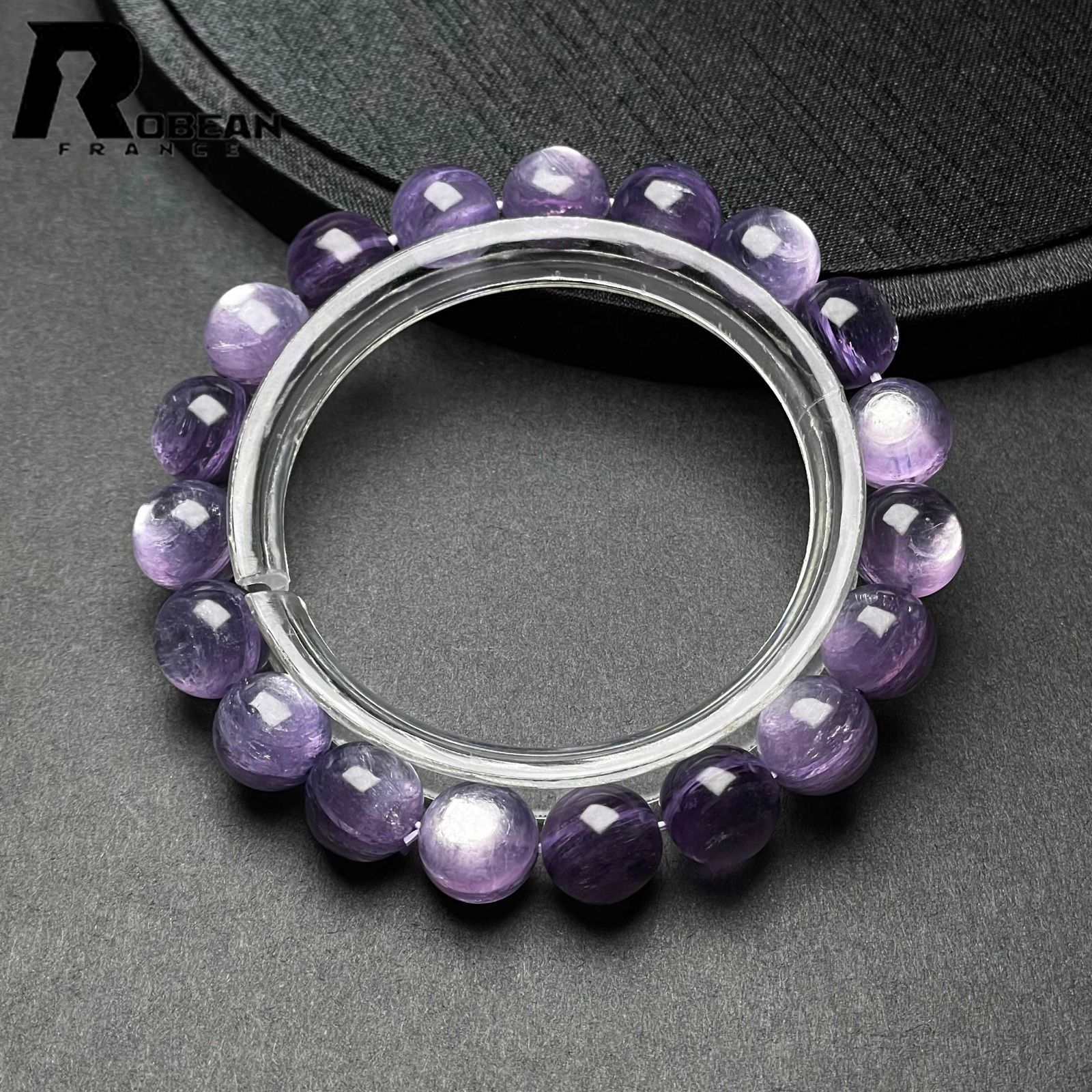 上級 EU製 定価9万円 ROBEAN レピドライトパープルマイカ 雲母石 ブレスレット パワーストーン 天然石 開運 プレゼント 9.8-10.2mm M1015719