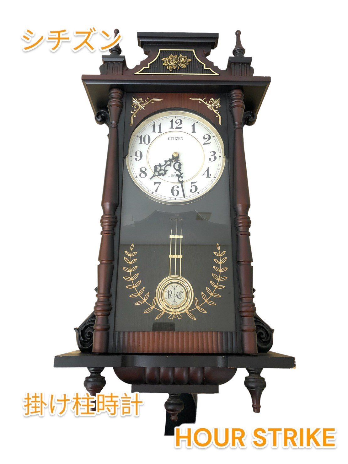 【CITIZEN】シチズン　クウォーツ柱時計　振り子時計　アンティーク調 CITIZEN】シチズン クウォーツ柱時計 振り子時計 アンティーク調