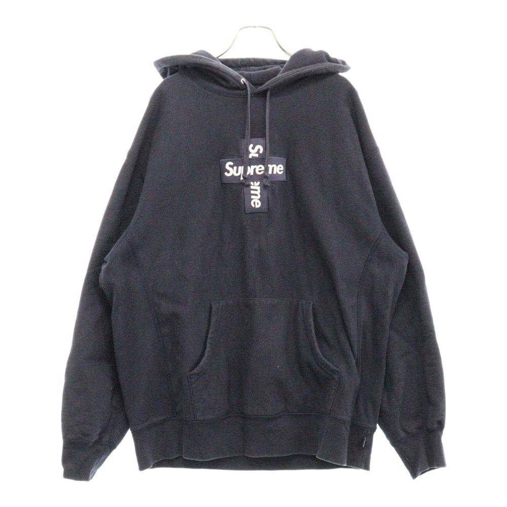 SUPREME (シュプリーム) 20AW Cross Box Logo Tee クロスボックスロゴフーディ プルオーバースウェットパーカー フーディ ネイビー