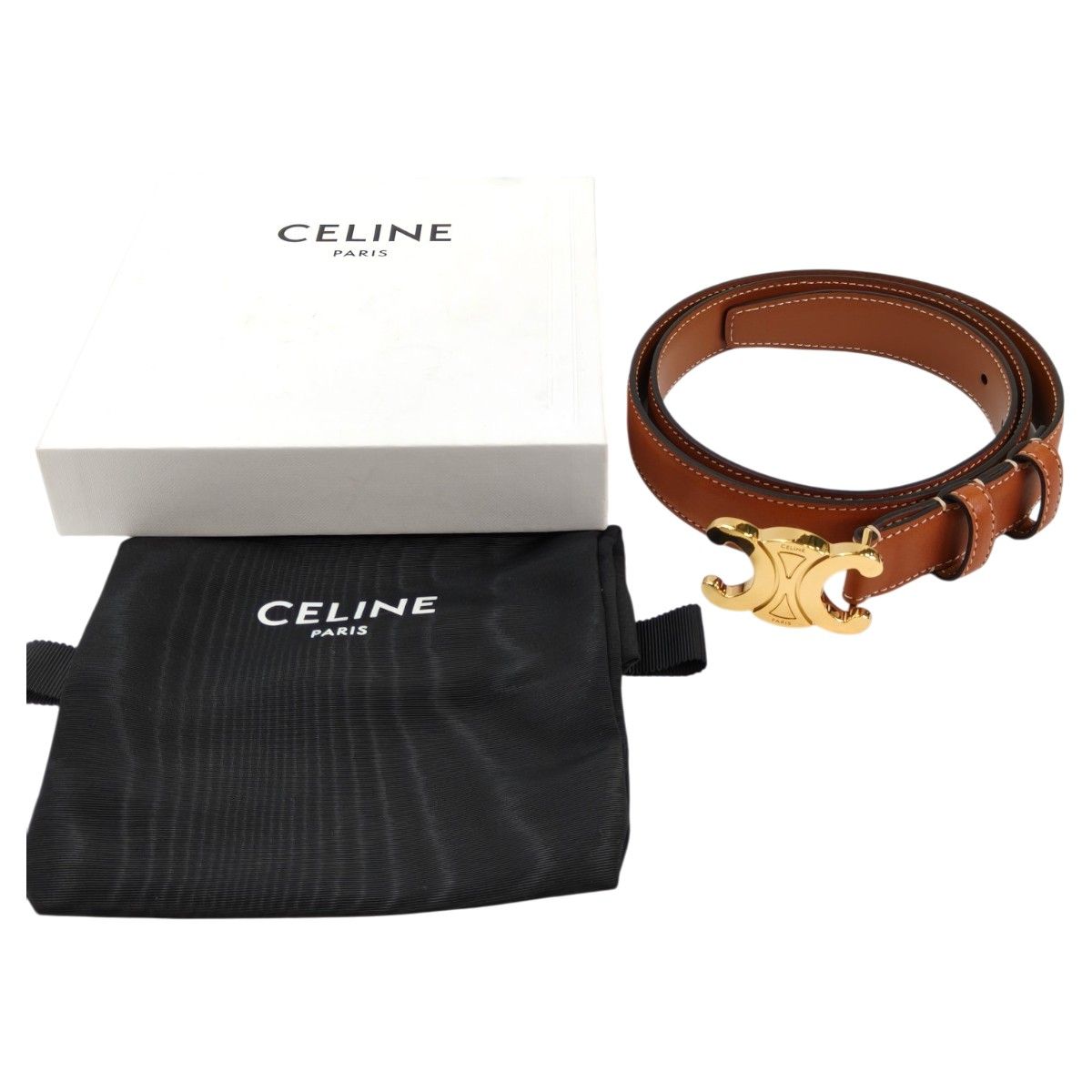 Celine セリーヌ トリオンフバックル カーフスキン ホワイト