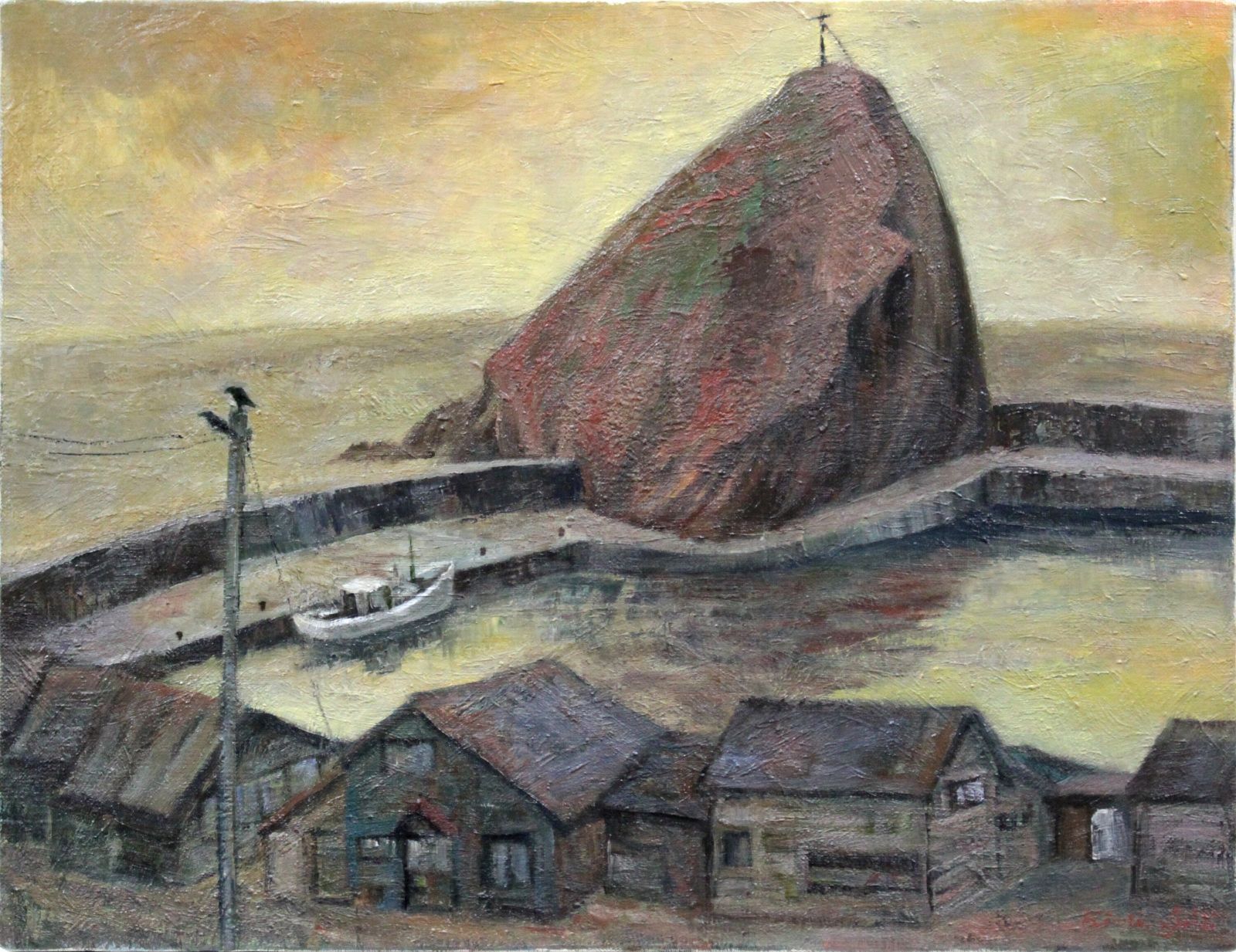 石井公彦『岩かげの漁港』油彩画【真作保証】 絵画 石井公彦『岩かげの漁港』油彩画【真作保証】 絵画 - メルカリ