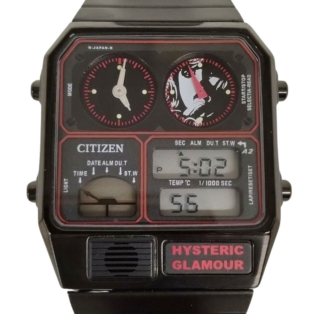 ヒステリックグラマー CITIZEN ブラック アナデジ・テンプ 腕時計 HYSTERIC GLAMOUR - コラボ/ヒステリックグラマー/別注/シチズン