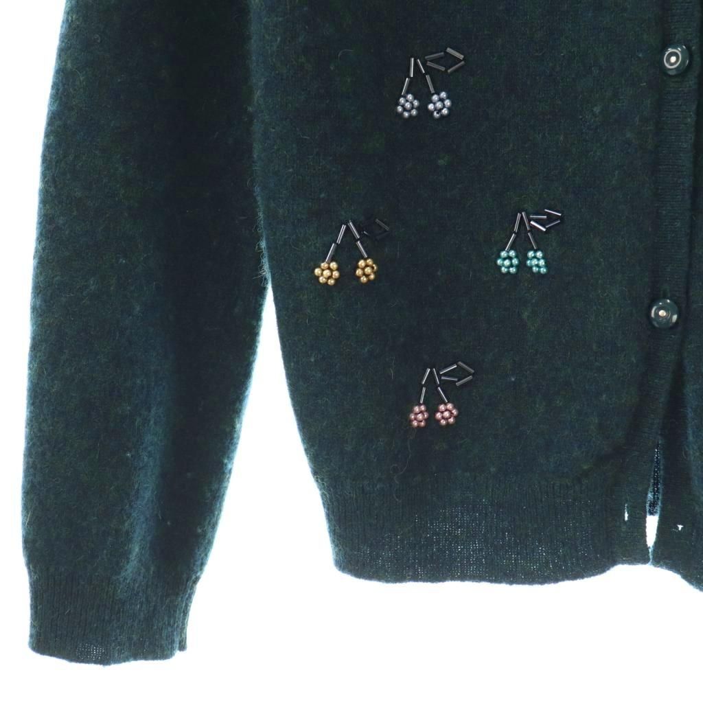 ボンポワン BONPOINT チェリービーズ刺繍カシミヤカーディガン