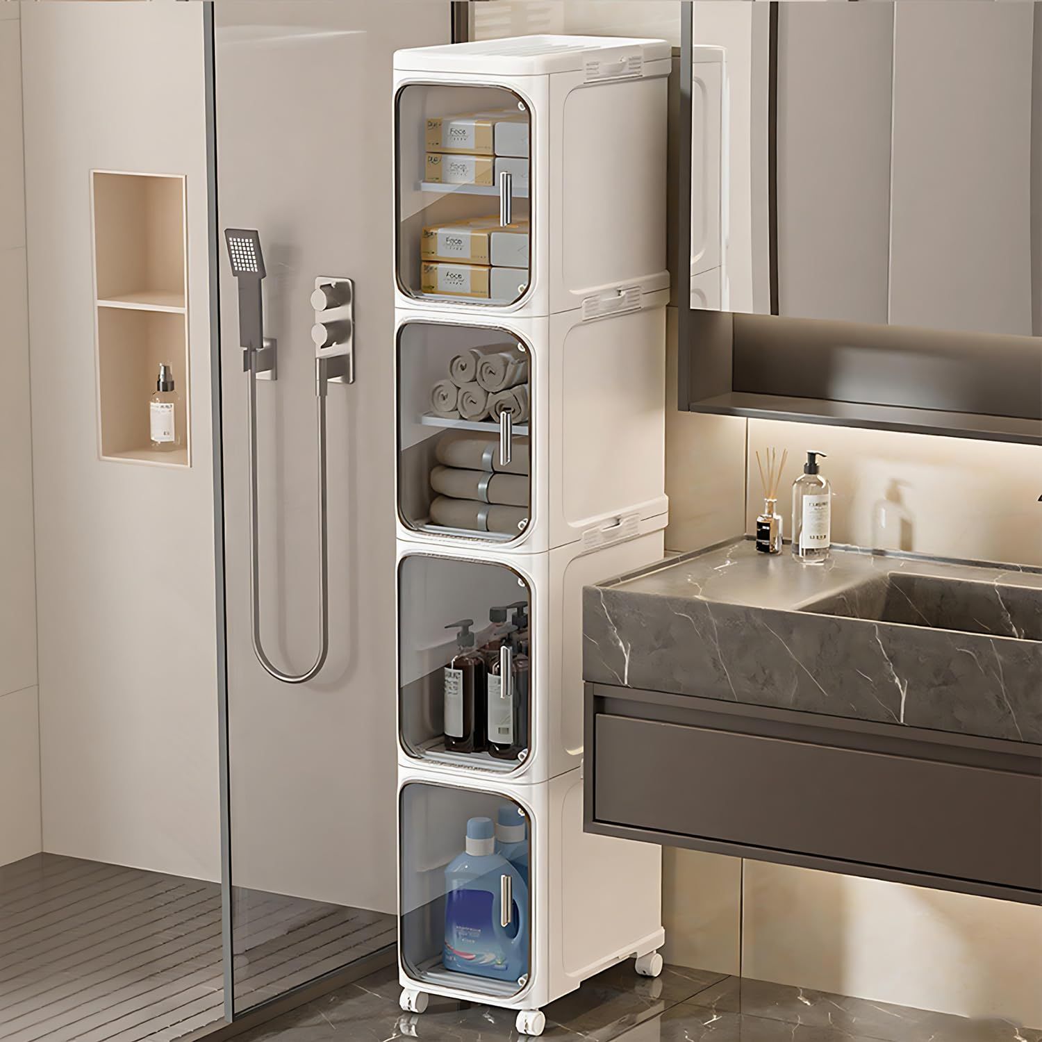 幅25cm◇組立不要な完成品 隙間収納ラック ホワイトおしゃれセパレート