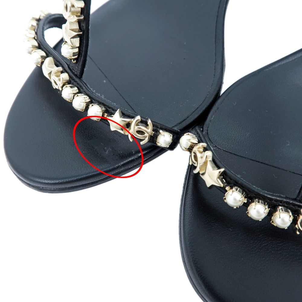 名東】シャネル ストラップサンダル G36122 ブラック 37 1/2C ココ