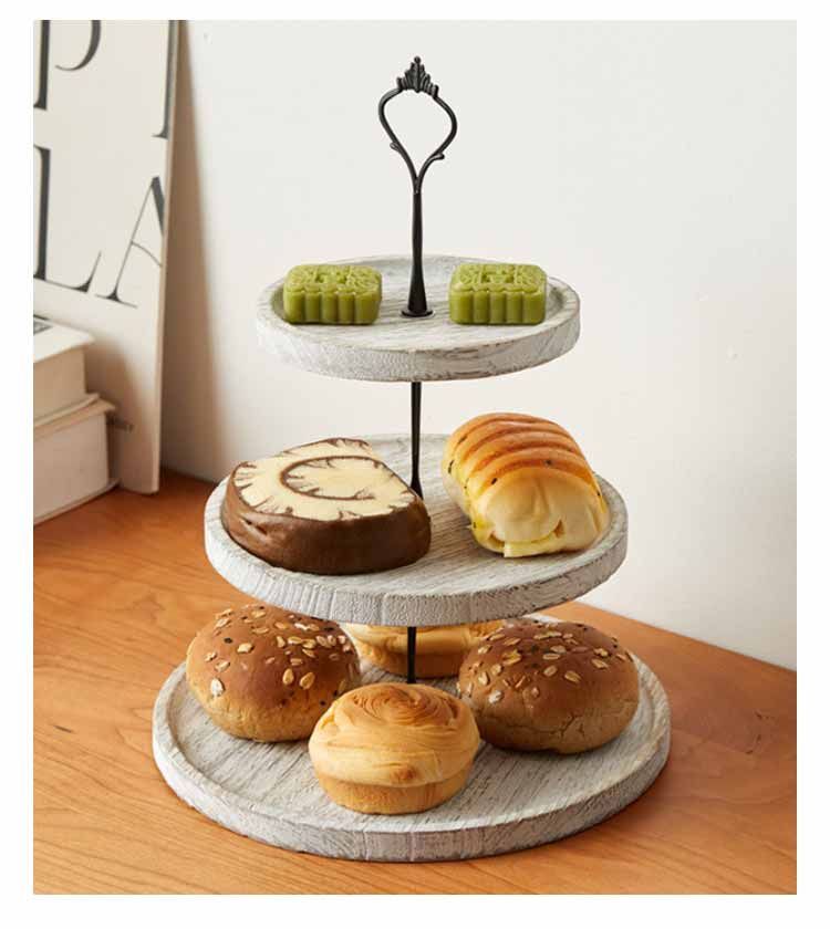 イギリス アンティーク 折りたたみ式 ケーキスタンド3段/木製