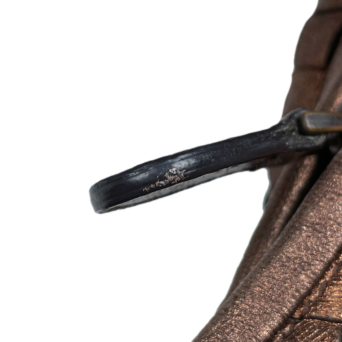 BOTTEGA ブロンズ編み込みレザーショルダーバッグ