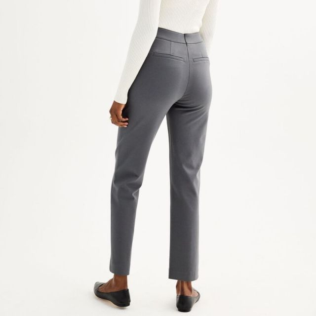 【送料無料】 ナインウェスト レディース カジュアルパンツ ボトムス Women's Nine West High Rise Slim-Straight Ponte Pants Mineral Black