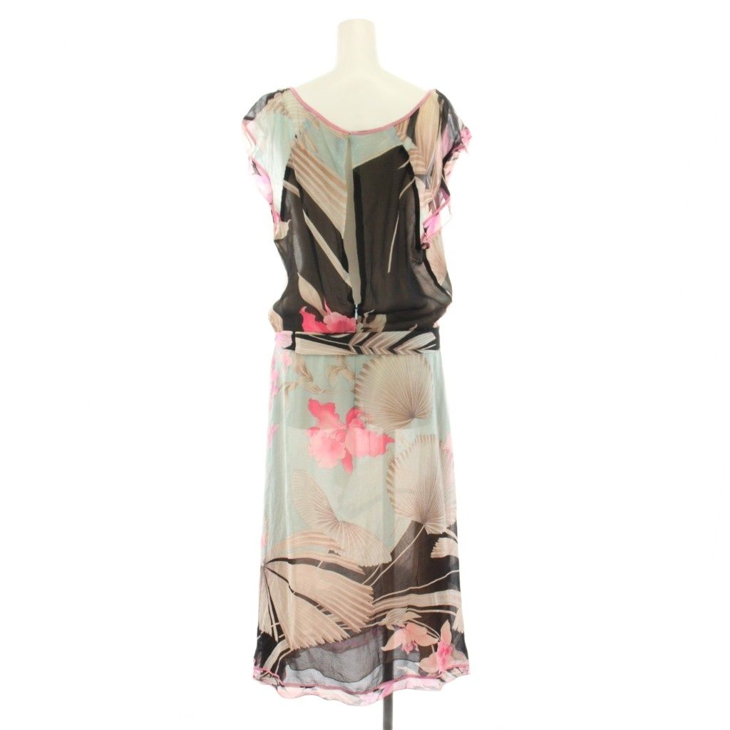 LEONARD レオナール　シルク　絹　100% リボン　花柄　2 半袖 レオナール LEONARD ワンピース ロング 半袖 リボンベルト 花柄 絹