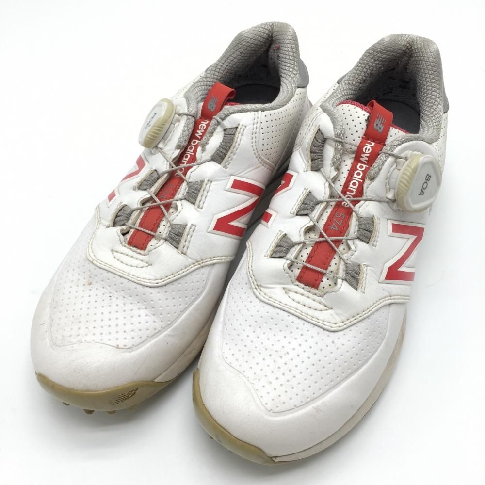 特価ニューバランス ゴルフシューズ 白×レッド ボア WGB574R2 レディース 22.5 ゴルフウェア New Balance
