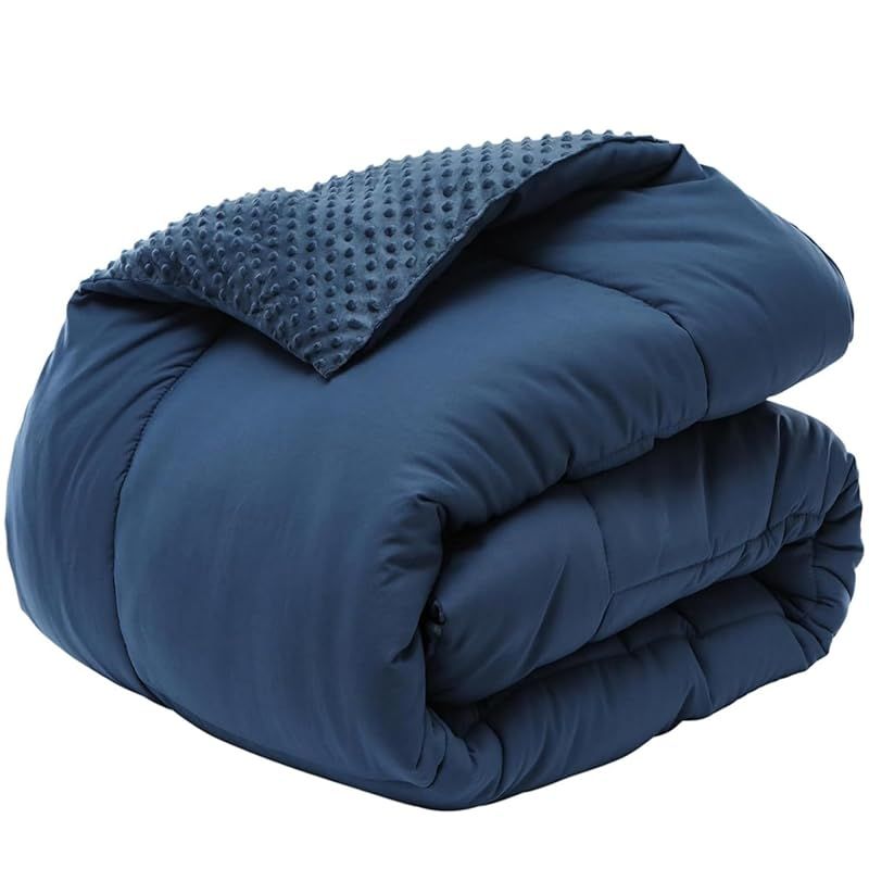songlibin 掛け布団 シングル 冬用 布団単品 5Dミンキードット フランネル 暖 2.8kg 増量タイプ ボリューム感がたっぷり 暖かくて抗菌防臭 ネイビーブルーシングル 150x210cm