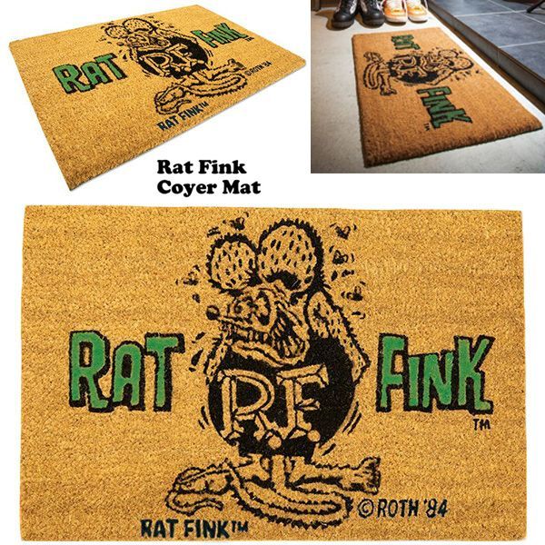 【RAT FINK　コイヤー マット】ココヤシ 玄関マット　泥落とし ラットフィンク 店舗マット　アメリカ雑貨　数量限定入荷！