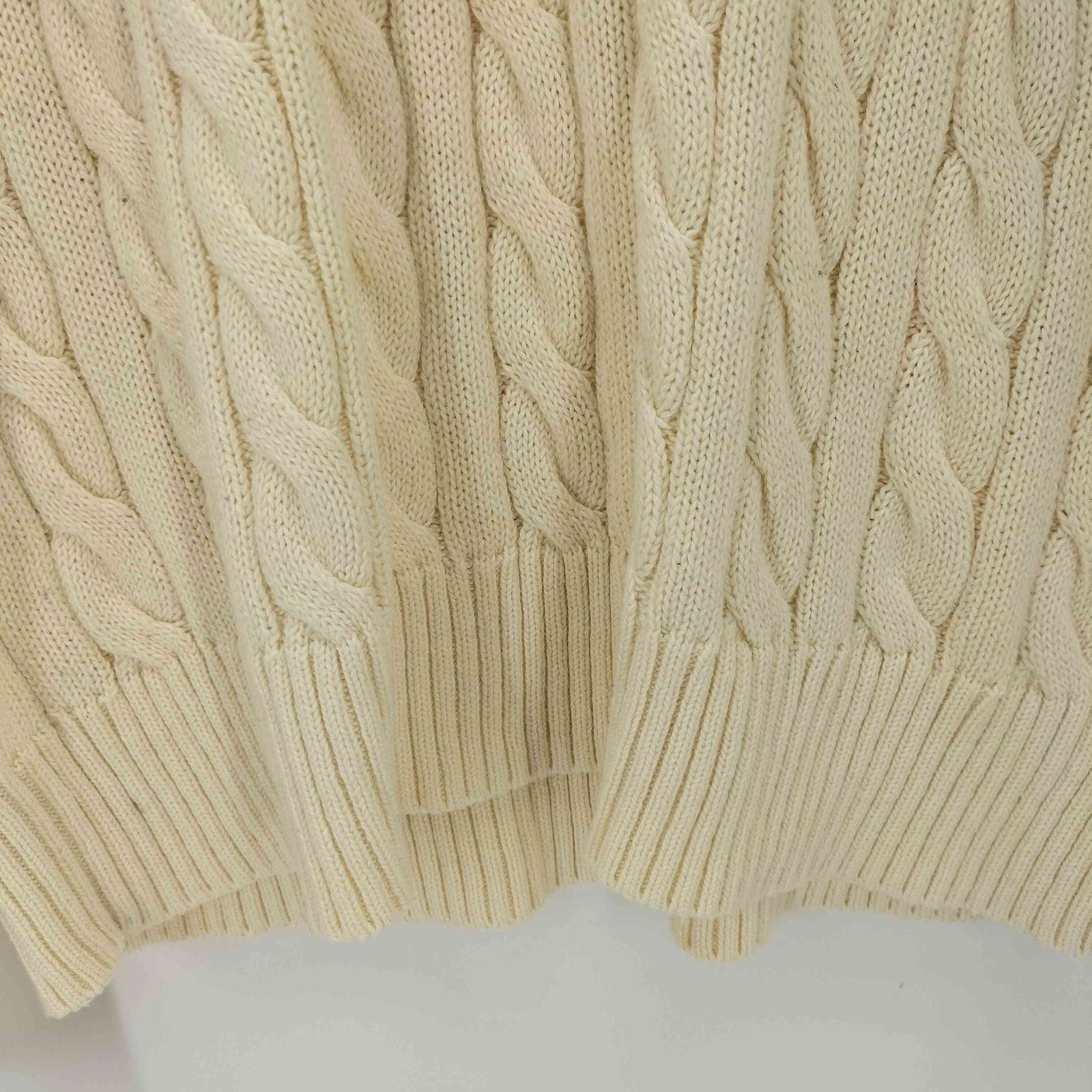 美品⭐️ラルフローレン　ケーブル編み　コットンニット 白　ポニー刺繍　M ポロラルフローレン POLO RALPH LAUREN ポニー刺繍 ケーブル編み