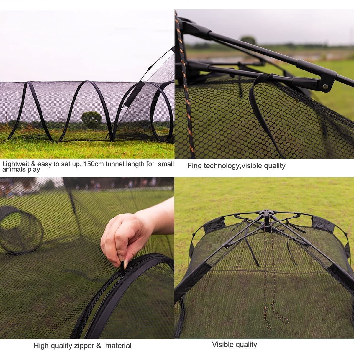 明るさを与える S 1ポータブル猫ゲームフェンス屋外折りたたみ式ダブルトンネル組み立て式猫テントポップアップ式ペットゲームテント猫子犬ウサギ小動物屋 in Gaorui ガオルイ 3