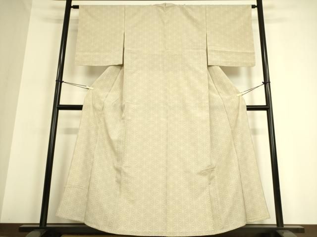 平和屋着物▽本塩沢　単衣　麻の葉文　110亀甲　正絹　逸品　DAAQ3587az 平和屋着物▽本塩沢 単衣 麻の葉文 110亀甲 正絹 逸品 DAAQ3587az