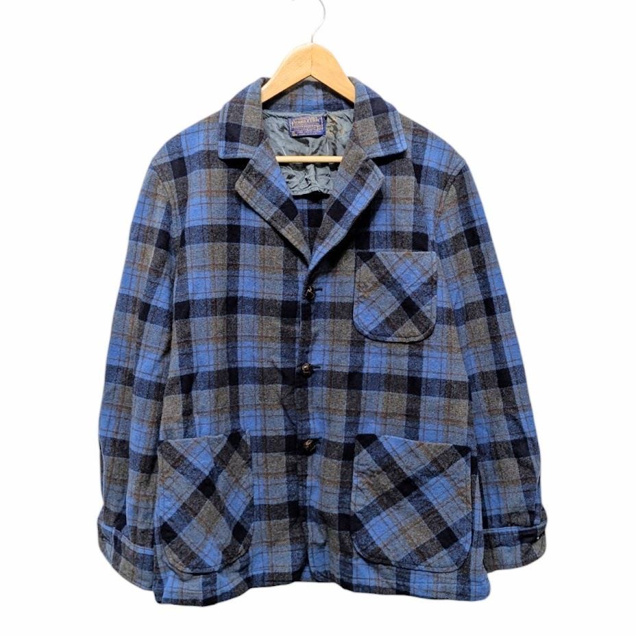 60s PENDLETON ペンドルトン テーラードジャケット ブルー チェック ヴィンテージ 古着 サイズ M