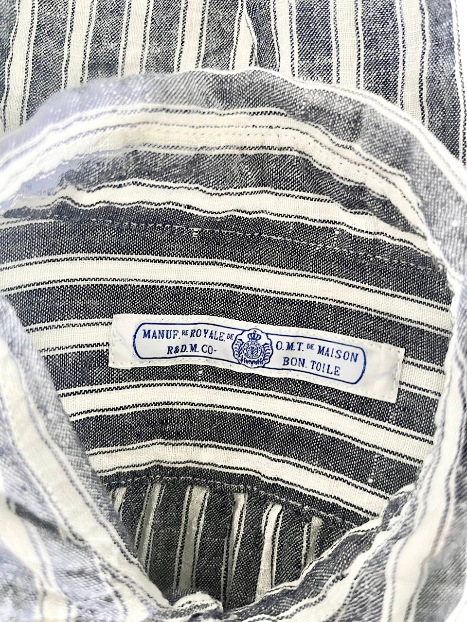 【美品】　OLDMAN S TAILOR　リネンシャツワンピース　ストライプ 美品】 OLDMAN S TAILOR リネンシャツワンピース ストライプ