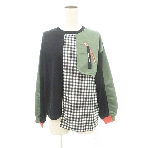 マルシャルテル MARECHAL TERRE タグ付き 25SS ミリタリー コンビネーション トップス ギンガムチェック 2 Mサイズ 黒 ブラック カーキ他