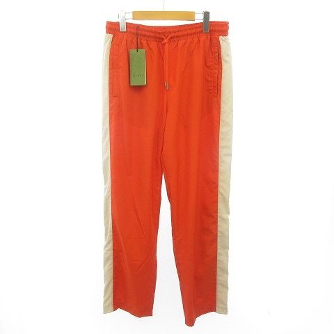 グッチ GUCCI タグ付 22年 Tape Detail Track Pants トラックパンツ イージー 裏地メッシュ 693026 オレンジ L